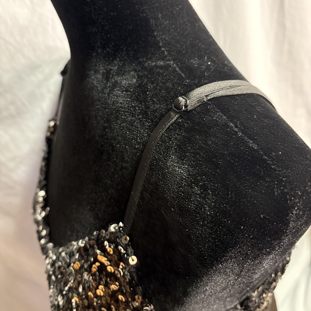 New House of Harlow 1960 Black‎ Satin With Sequins Spagetti Straps Dress Size M - Picture 11 of 16